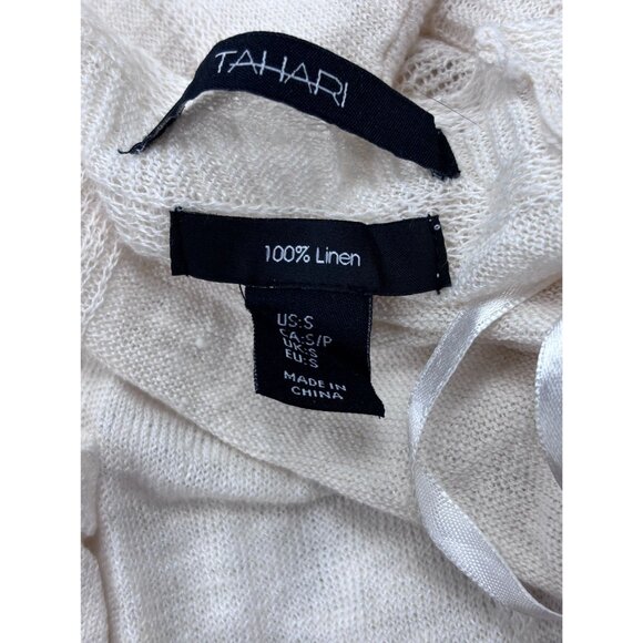 Tahari Womens Open Front Lightweight Linen Cardigan With Pockets Short Sleeves S - Picture 5 of 11